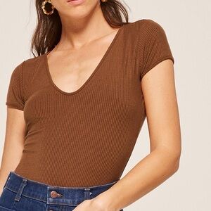 Reformation Brown Short Sleeve Tee